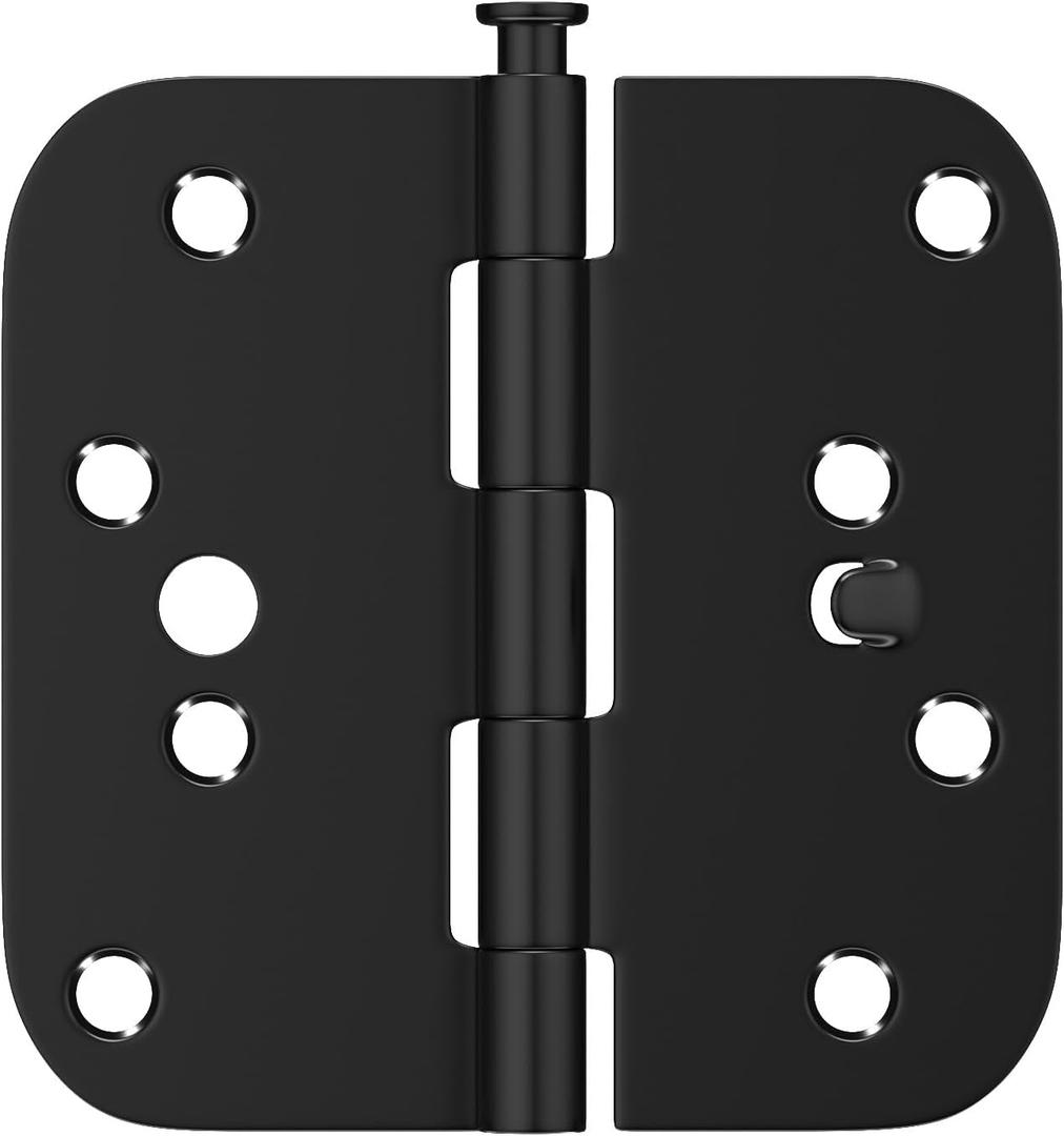 goldenwarm Black Door Hinges 4inch 2 Pack Security Door Hinges, Interior/Exterior Matte Black 4" Hinges with 5/8" Radius Corner for Doors Reversible Full Mortise Combination