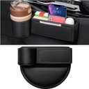 KHGUZ Leather Car Seat Gap Filler Organizer, Adjustable Vehicle Side Gap Storage Box, Auto Front Seat Crevice Catcher for Phones, Glasses, Keys, Universal for SUV, Sedan, Truck (Black)