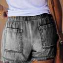 YOCUR Womens Lightweight Shorts Casual Baggy Trendy Hot Pants Elastic Waist Drawstring Comfy Shorts (Black, XL)