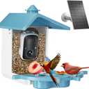 Smart Bird Feeder with Camera - 2K Bird Camera for Outdoors Solar Powered, Birdhouse with Al Identify Species, Instant Alert, Auto Capture, IP65 Waterproof, Ideal Gift for Dad Mom BirdLovers, Blue