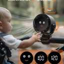 Clip on Fan for Bed, Portable Fan for Travel, 360 Rotate Battery Operated Personal Fan, Digital display, stroller fan with 5 Speeds, For Home Office Stroller Camping - Black