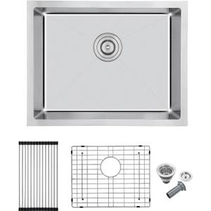 25"x18" Undermount Single Bowl Kitchen Sink T-304 Stainless Steel, D25" x W18" x H9"