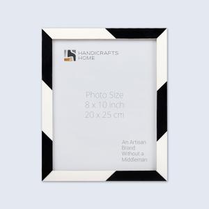 Handicrafts Home White Picture Frame, Handmade Resin Inlay 8x10 Black & White Photo Frame for Office Decor, Decorative Photo Frames for Home Decor, Wall Decor, Farmhouse Decor, Wall & table top Decor, Shelf Decor, Desk Decor & Gallery Wall (Artisan Bedazzle)