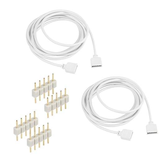 SUPERNIGHT RGBW 5Pin LED Extension Cable 2 Pack 6.5ft/2m Connector for 10 mm Wide 5050 and 3528 Indoor LED Strip Lights Extending Connection