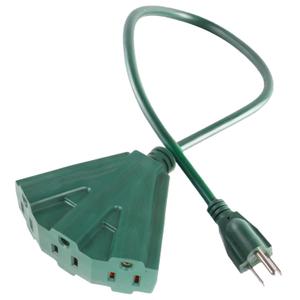 MaxWorks Heavy Duty 3-Foot Extension Cord, 16/3 SJTW, Triple Tap 3-Outlet Adapter, 125V/13A/1625W, ETL Listed, Indoor/Outdoor Use, Green (80697)
