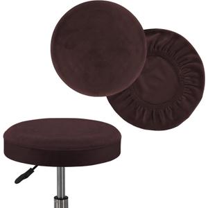 Turquoize 2 Pack Bar Stool Covers Round Stool Covers with Elastic Bands Bar Stool Seat Covers Slipcover Washable Stool Cushion Covers Feature Stretch Thick Bouncy Fabric, Dia 16"-18", X-Large, Brown