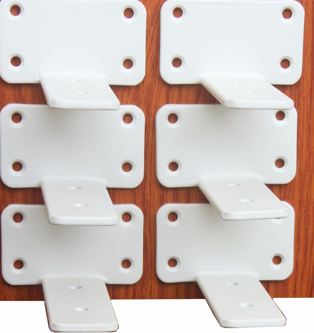 6 Pack - 4 inch White Hidden L Shelf Bracket (1/5 Inch Thicked) Iron Floating Shelf Brackets Rustic Industrial Metal Brackets for Shelf Support