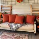 MIULEE Fall Pack of 4 Fall Decorative Burnt Orange Throw Pillow Covers Linen Waterproof Pillow Covers Outdoor Farmhouse Cushion Cases for Patio Garden Tent Balcony Couch Sofa 18x18 inch