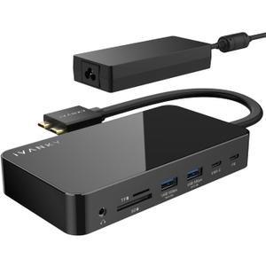 iVANKY 12-in-2 FusionDock 1 for M5 MacBook Dual 4K@144Hz Monitor (Docking Station for M5/M4 Base, M3/M2/M1 Pro/Max Mac)(150W Power Adapter, SD/TF, USB, RJ45, 3.5mm Audio) Plug and Play 5Gbps Dock Hub (Black)