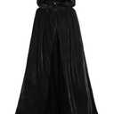 ALIZIWAY Hooded Cape Reversible Velvet Cloak Lined with Satin Renaissance Medieval Halloween Christmas Cosplay Costume (Black, M)