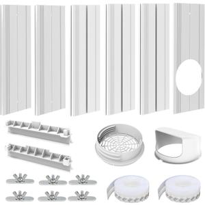 Portable Air Conditioner Sliding Door Vent Kit, Mobile AC Window Vent Kit for 5.0"/5.9 Exhaust Hose, Seamless AC Vent Seal Kit with 6 Upgraded Plates for A/C Unit Sliding Door/Window