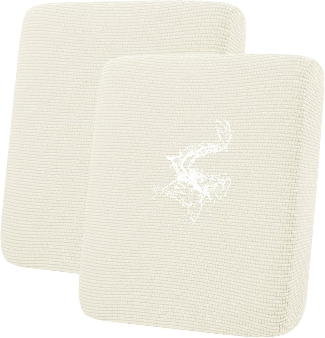 hyha Waterproof Couch Cushion Covers for Pets, Non Slip Sofa Cover for Dogs Washable, Soft Thick Stretch Jacquard Fabric, Sofa Slipcovers with Elastic Bottom (2 Pieces, Cream White)
