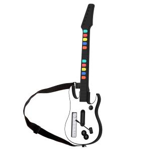 NBCP Wireless Wii Controller Compatible with Wii Rock Band 2, World Tour, Clone Hero (White-10 Keys)