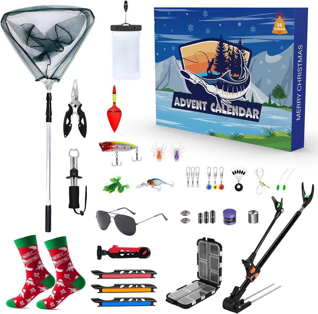 2025 Fishing Advent Calendar for Men-24 Days of valentines day gifts for him - valentines day gifts for Fishing Lovers (Blue)