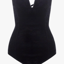Women Strapless Velvet Bodysuit Back Lace Up Jumpsuit,Sexy Bodysuit Top Playboy Bunny Halloween Costume (L)