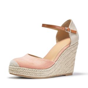 FISACE Womens Summer Espadrille Heel Platform Wedge Sandals Ankle Buckle Strap Closed Toe Shoes