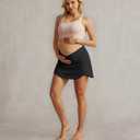Maacie Maternity Tennis Golf Skorts Built-in Short with Pockets Cross Waist Low-Rise (Black, S)
