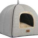 Cat Bed for Indoor Cats - Cat Cave Beds Cat House Cat Tent with Removable Washable Cushioned Pillow, Soft Kitten beds,Cat Beds & Furniture, for Small and Medium Pet Bed (M(15 x 15 x 15 Inch), Beige)