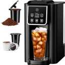 SHARDOR Single Serve Coffee Maker 2.0, Hot and Iced Coffee Machine for K Cup Pods & Ground Coffee, 6 to 14 oz Brew Sizes, 50 oz Removable Water Tank, Bold Brew Setting, Stainless Steel, Black