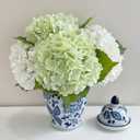 ZYTUYO 4 Pcs Real Touch White Light Green Hydrangeas Artificial Flower 21'' Realistic Faux Latex Hydrangeas Flower for Home Decor Kitchen Living Room Spring Table Wedding Xmas Arrangement