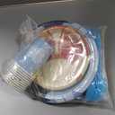 125pcs Blue Dog Cartoon Theme Party Supplies - Party Decorations Set with Paper Plates Napkins Cups Cupcake Toppers Tablecloth Balloons Banner for Birthday Baby Shower Theme Party