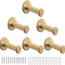 Bath Towel Hooks, 6 Pack Round Coat Hooks, Sturdy Wall Mounted Robe Hook, SUS 304 Stainless Steel Heavy Duty Clothes Hanger, Wall Towel Hooks for Bathroom Bedroom Kitchen (3 in, Gold)