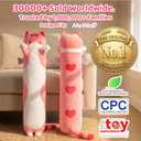 Mewaii Long Cat Plush 5 Sizes, 120% Extra Filling Giant Plushness Kids Body Pillow, Kawaii Cute Pink Cat Stuffed Animals Plushies, Big Long Body Pillow Cat Plush Gift for Girls 36