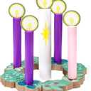 Wooden Christmas Advent Wreath with 5 Candles Christmas Advent Candles Decor Rustic Religious Wreath Decoration for Xmas Church Desk Table Christian Gift