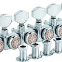 Guyker 6 In-line Guitar Locking Tuners  1:18 Locking Tuning Key Pegs Tuners  Chrome