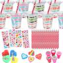 30-Pack Valentine's Day Gifts for Kids - Stationary & Cup Set with Valentines Day Cards for Kids School Classroom - Party Favors