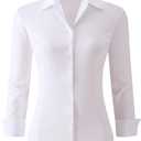 Alex Vando Womens Dress Shirts Wrinkle Free Regular Fit Long Sleeve Stretch Work Shirt (Large)