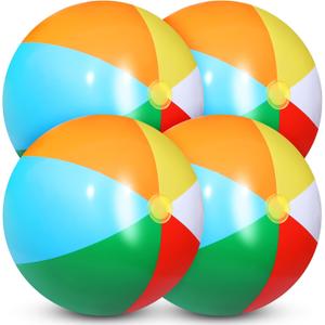 Sosation 4 Pcs Giant Inflatable Beach Ball 30inch Large Baseball Soccer Basketball Football 2.5ft Inflatable Sport Ball for Summer Pool Beach Outdoor Sports Themed Party(Rainbow Style)