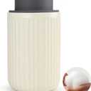 Beige Ceramic Foaming Soap Dispenser, Speckled Rippled 12 oz Bottle with Gray Silicone Pump, Foam Dispenser for Kitchen or Bathroom, Speckled Beige