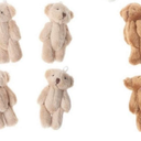 6Pcs 6CM Plush Small Joint Teddy Bear Bulk Stuffed Animal Toys Wedding Gift Box Doll Toy for Birthday Cake Wedding Decorations Party Favors Supplies Bag DIY Accessory,White&Beige&Brown