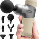 Morelax Mini Massage Gun Deep Tissue, Portable Percussion Muscle Massager for Whole Body Pain Relief, Electric Handheld Sport Massager with 6 Massage Heads 4 Speed, Best Gift (Silver Beige)