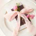 3 x Blush Pink Ribbon, 6 Rolls Pink Ribbon for Flower Bouquet/Gift Wrapping, 1 1/2 inch x 7Yd Handmade Fringe Chiffon Silk Ribbons for Crafts, Wedding, DIY Crafts for Mothers Day