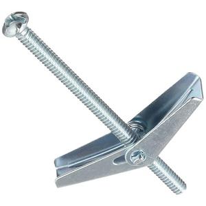 3/8" x 6" Toggle Bolts/Round Head/Combo Drive/Steel/Zinc/Anchor Size: 3/8" / Screw Size: 3/8-16 x 6 / Drill Bit/Hole Size: 7/8" (Carton: 25 pcs)