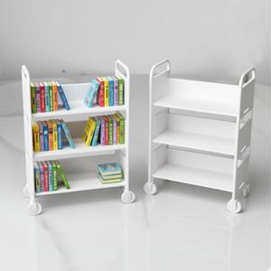 1/6 Scale Miniature Library Cart – 3-Tier Book Trolley Display Stand for Mini Collections, 3D Printed Bookshelf Model, Aesthetic Desk Decor & Book Lover Gift, 2pc (White)