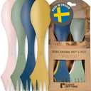 Light My Fire Spork Original 4-Pack 3-in-1 Camping Spoon Fork Knife Combo Reusable Travel & Camping Utensils Lunch Spork Outdoor Backpacking Hiking Picnic Utensil BPA Free, Nature