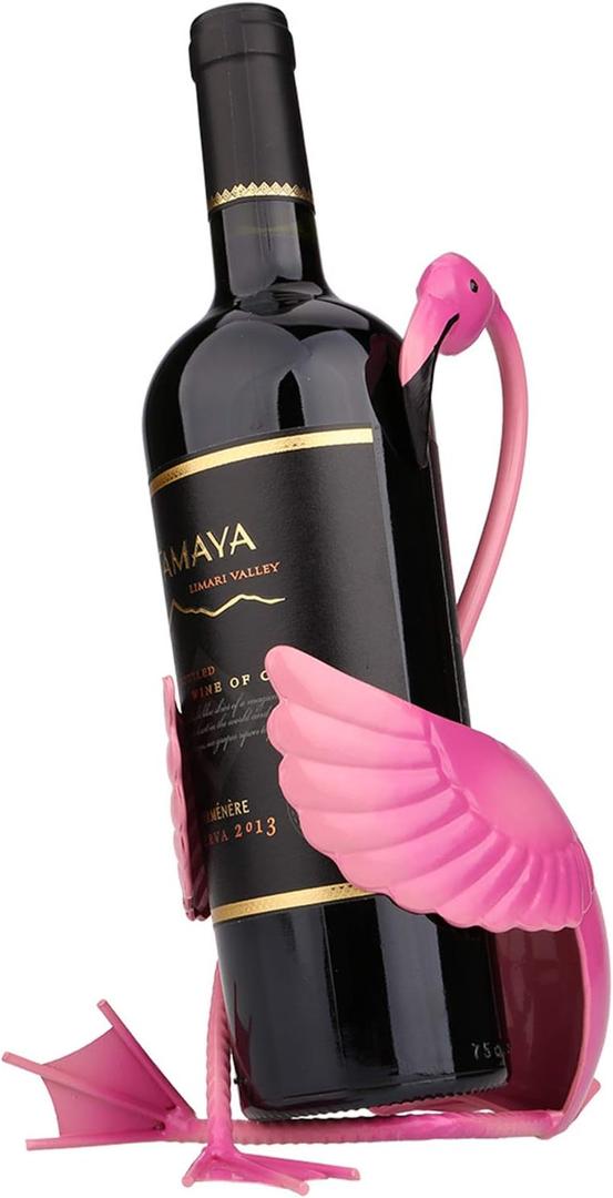 Tooarts Flamingo Wine Holder Wine Shelf Metal Sculpture Home Crafts Decoration