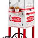 Nostalgia Coca-Cola 48-Inch Tall Snow Cone Cart, Makes 48 Icy Treats, Includes Metal Scoop, Storage Compartment, Wheels For Easy Mobility  Coke Red