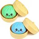 Blue and Green Dumpling Squishies New Mystery Squishies Dumpling with Box Stress Relief Balls Sensory Toys Desk Squeeze Toys Gift (2PCS)