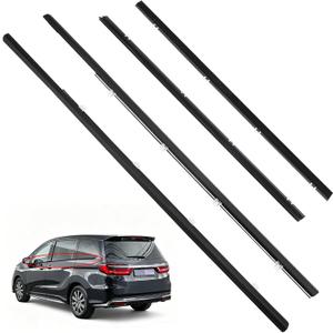 4PCS Door Window Moulding Weatherstrip Compatible with Honda Odyssey 2009-2014, Outer Weather Stripping Trim Seal Belt Replacement for 72450-SLE-003 72410-SLE-003 72950-SLE-003 72910-SLE-003