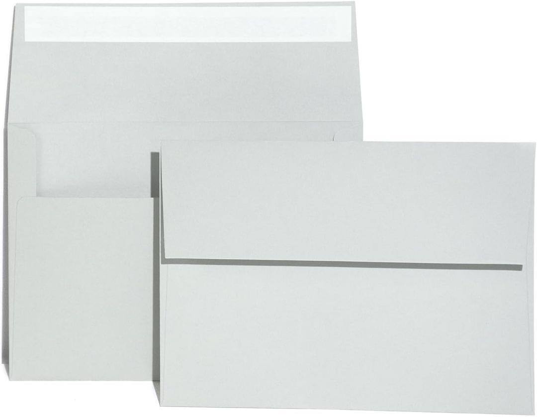 A7 Gray Invitation 5x7 Envelopes - Self Seal, Square Flap,Perfect for 5x7 Cards, Weddings, Birthday, invitations, Graduation, Baby Shower, 5.25 x 7.25 Inches, 100 Pack, (Gray)