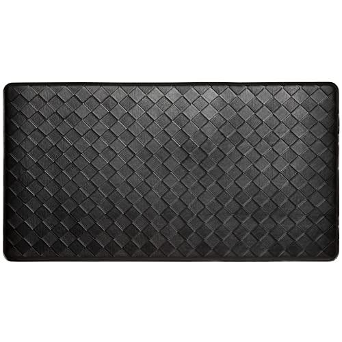 Home Dynamix Trenton Solace Traditional Diamond Textured Kitchen Mat, Black, 17"x28", 2 Pcs
