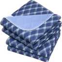Non-Slip Bed Pads for Incontinence Washable (36" x 52"|2 Pack), Waterproof Bed Pads, Navy Blue Grid, Bed Wetting Pads for Bed, Sofa, Floor, Resuable Underpads for Adults, Seniors, Pet