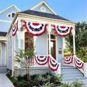 TURNMEON 6 Pack American Pleated Fan Flag 4th of July Decorations, 1.5X3 Ft USA American Flags for Outside Patriotic Bunting flags outdoor Red White Blue Independence Day Fourth of July Outdoor Decor