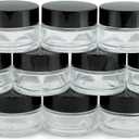 Vivaplex, 12, Clear, 15 ml (1/2 oz), Round Glass Jars, with Inner Liners and black Lids