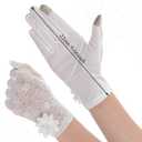 1 Pair Lace Gloves, White Lace Gloves Tea Party Summer Sun Uv Protection Screentouch Elegant Laces Glove for Tea Party Wedding Opera Evening Prom