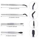 4PCS Precision Tweezers Set, Professional Pointed Long Bent Stainless Steel Tweezers for Craft, Soldering, Model, Jewelry Tools